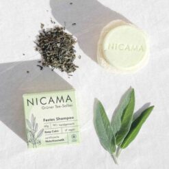NICAMA tahke šampoon – Rohelise Tee ja Salvei (60 g)4