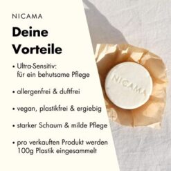 NICAMA tahke šampoon – lõhnavaba (60 g)1